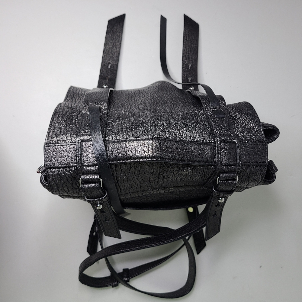 All Saints Vincent Pewter Dark Silver Metallic Top Handle Backpack - Picture 5 of 16